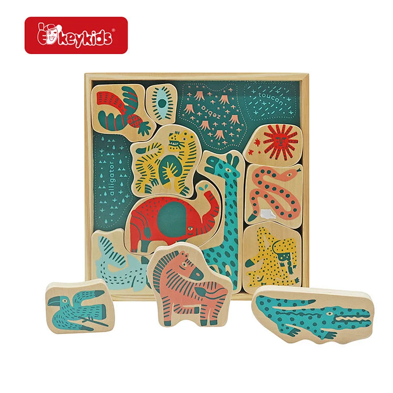 Montessori creative wooden animal matching puzzle for Preschoolers W14A391