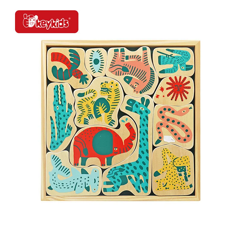 Montessori creative wooden animal matching puzzle for Preschoolers W14A391